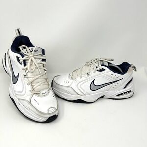 Nike Air Monarch IV‎ Shoes Mens Size 10 White Navy Training Sneakers 415445-102